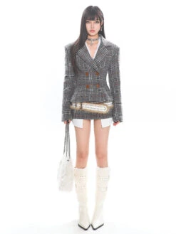 Double-Breasted Plaid Blazer And Micro Mini Skirt Two Piece Set 23 Double-Breasted Plaid Blazer And Micro Mini Skirt Two Piece Set -Modern Wear Shop 46ca1e69be7baae17c3a3906ef102cbc