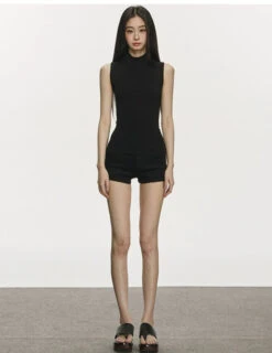 Sheer Back Sleeveless Mesh Top With Tie Neck Detail -Modern Wear Shop 46ec4e5b20152d37909dedbb295a3440