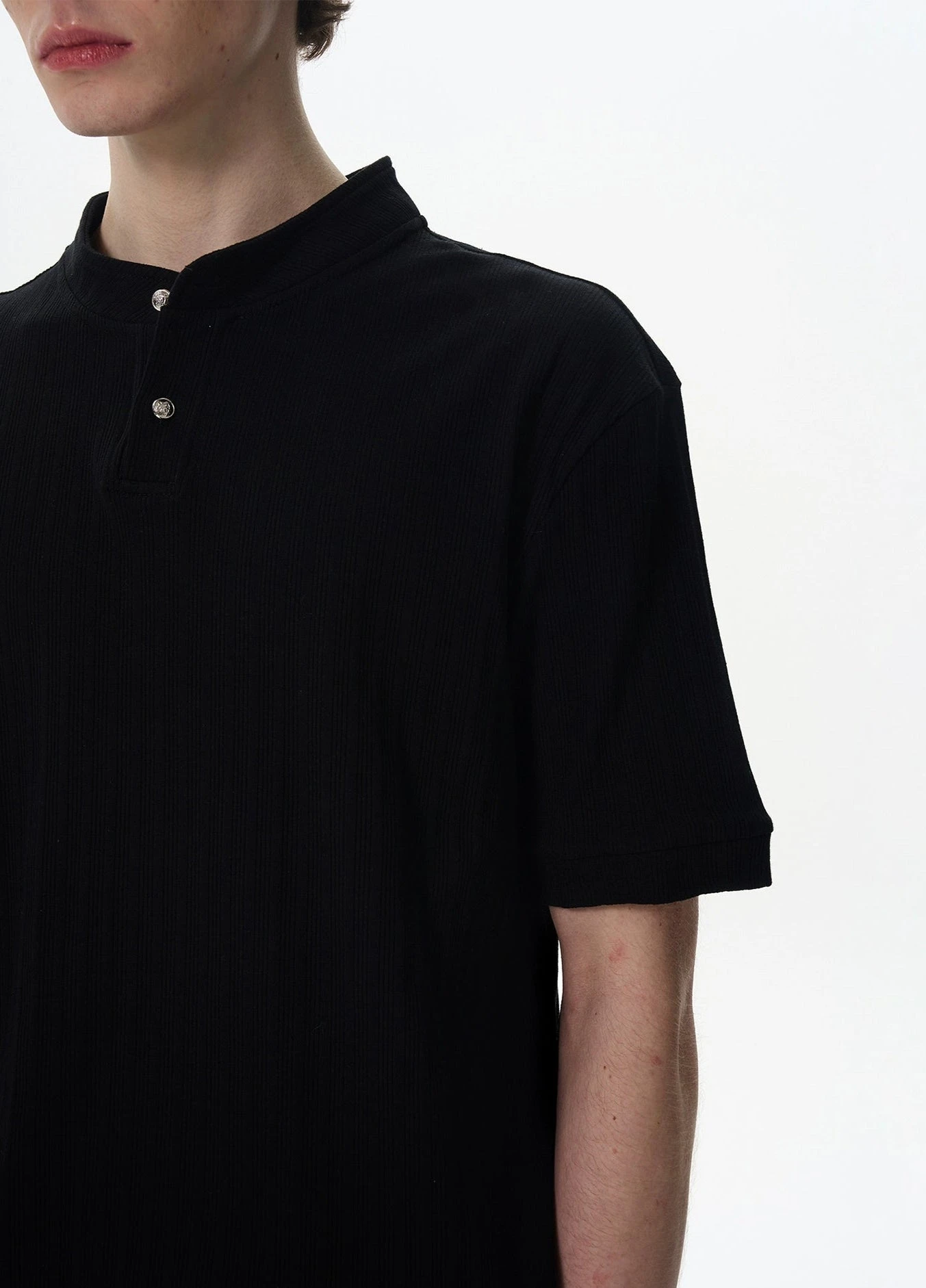 Ribbed Henley Collar Short Sleeve Knit Top 8 Ribbed Henley Collar Short Sleeve Knit Top - Image 8