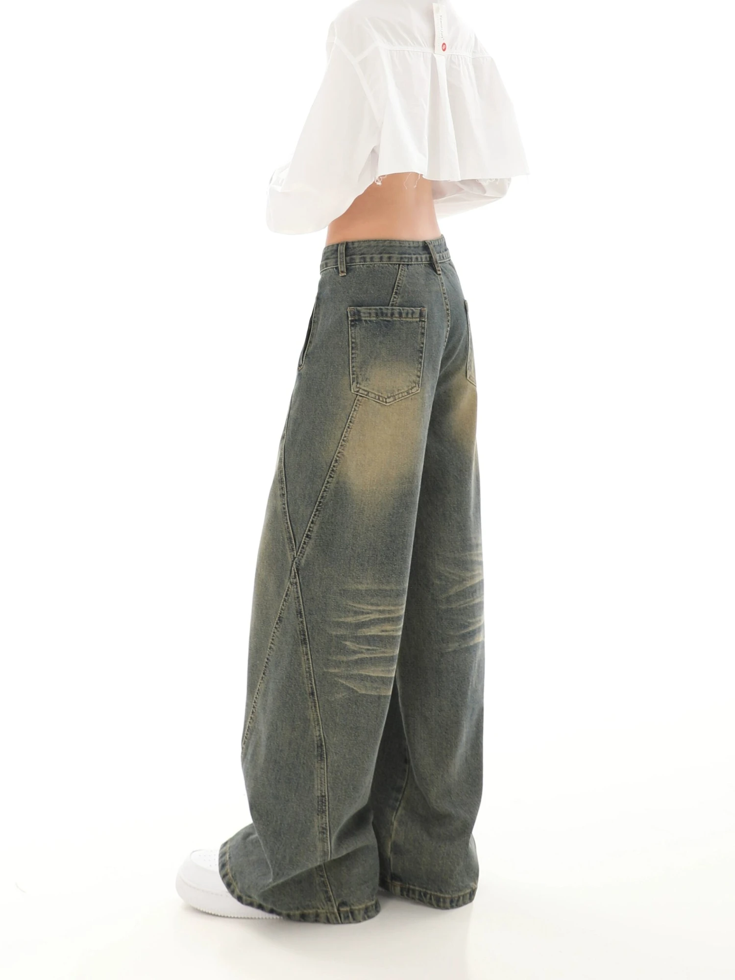 Sandblast Wide-Leg Jeans With Stitch Detail 15 Sandblast Wide-Leg Jeans With Stitch Detail - Image 15