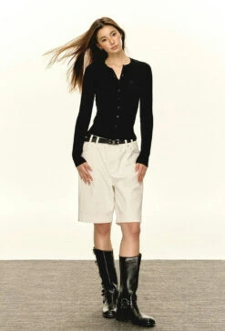 Ribbed Cable Knit Cardigan With Button Front -Modern Wear Shop 473e6cfec09fcb0ab90267f8c99bf85a