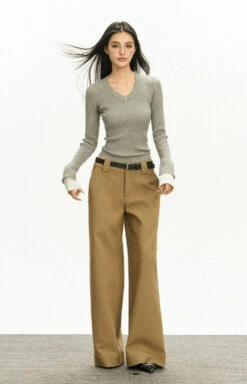 Ribbed V-Neck Two Tone Long Sleeve Knit Top 37 Ribbed V-Neck Two Tone Long Sleeve Knit Top -Modern Wear Shop 4748f7a1e23a68ae8eef7716a8a4598f