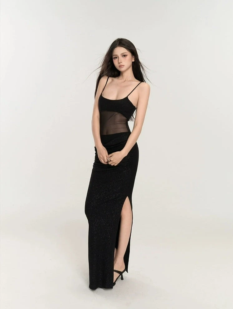 Sequin Mesh Bodice Sleeveless Maxi Dress 9 Sequin Mesh Bodice Sleeveless Maxi Dress - Image 9