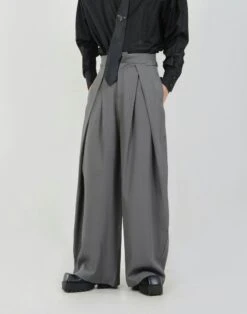 Wide Leg Pleated Palazzo Trousers With Belt Detail -Modern Wear Shop 478ec3bf926c39a607712ad4e87c9675
