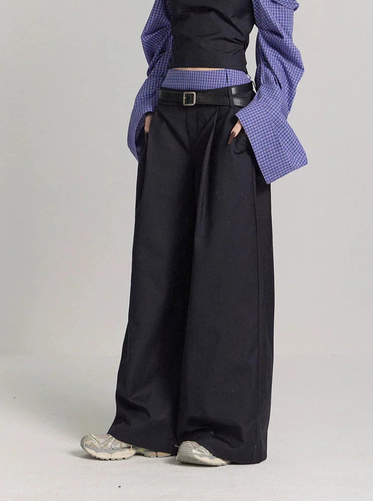 Low Waist Wide Leg Tailored Trousers 1 Low Waist Wide Leg Tailored Trousers