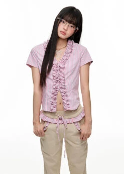 Stripe Ruffle Trim Short Sleeve Blouse -Modern Wear Shop 47c260cd2bfbd61dd126bd8324cd019b 2c7e9793 24de 45c3 a22a e23da95854e2