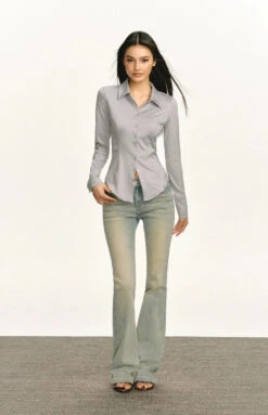 Classic Button-Up Long Sleeve Blouse -Modern Wear Shop 47c860536303d1750281856ea809382e
