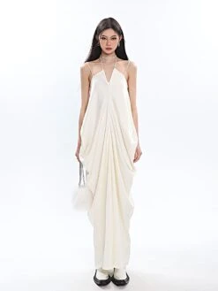 Spaghetti Strap Ruched Maxi Dress