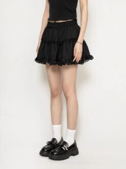 Layered Ruffle Mini Skirt With Lace Trim -Modern Wear Shop 47e3298dadbbfeb002425b9c52cc6af9