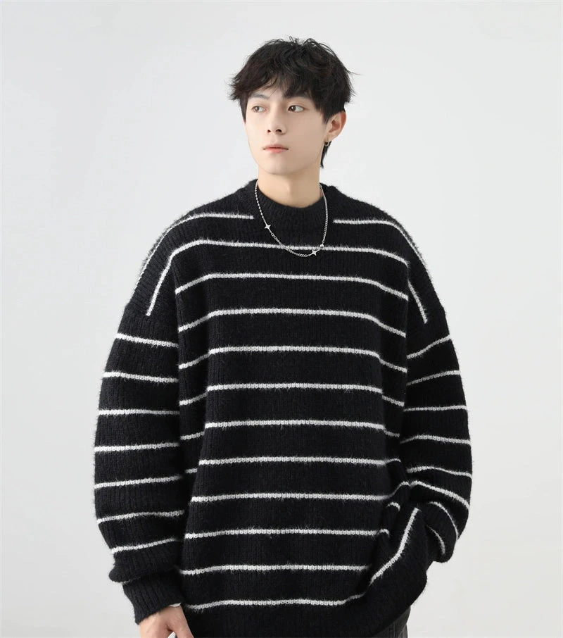Stripe Oversized Drop Shoulder Knit Sweatshirt 12 Stripe Oversized Drop Shoulder Knit Sweatshirt - Image 12