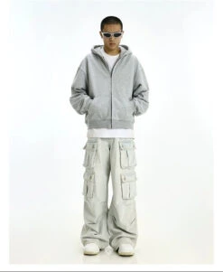 Oversized Mid-Crop Zip-Up Lightweight Hoodie With Pockets -Modern Wear Shop 48c010f287d5b2a75fc638e500a95e02