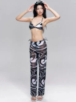 Abstract Print Triangle Bikini With Side-Tie Sheer Bottoms -Modern Wear Shop 48d5b2755fdeafea5abafd502e78594b