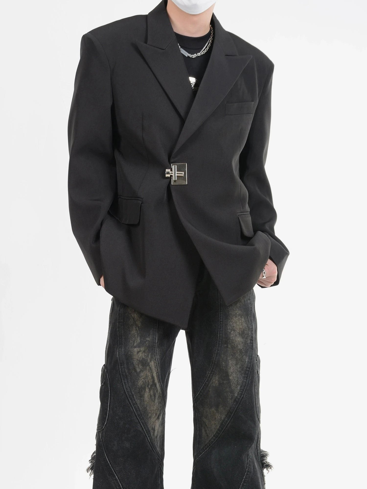 Buckle Detail Oversized Blazer Jacket 3 Buckle Detail Oversized Blazer Jacket - Image 3