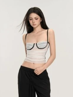 Ruched Bustier Crop Top With Slim Straps -Modern Wear Shop 49174c41b3a70b4a15475dfcd61c87ef
