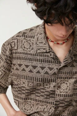 Bohemian Patterned Button-Up Short Sleeve Shirt -Modern Wear Shop 492963687566e5223aebf15e6b73e388