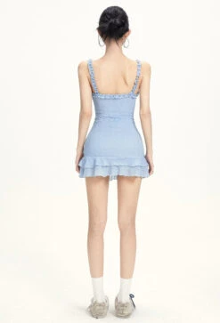 Textured Bodycon Mini Dress With Ruffle Strap And Hem -Modern Wear Shop 499705a1490c659f21b832bcabc55b0d