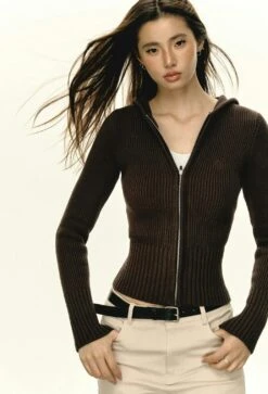 Slim Ribbed Zip-Up Hooded Sweater 22 Slim Ribbed Zip-Up Hooded Sweater -Modern Wear Shop 499e7a30c90b73b6f30005c786b6dc97