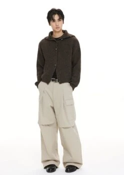 Fold Over Collar Knit Button-Up Cropped Cardigan -Modern Wear Shop 49c3d9147bbb79eec4fd206cfd1559c4