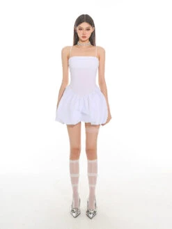 Sleeveless Spaghetti Strap Bubble-Skirt Skater Dress -Modern Wear Shop 49eb8c08f555442de76eaed186126f61