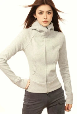 Skinny High Collar Hoodie Zip Jacket -Modern Wear Shop 4a01991f8256dccb048c7953389b49ff