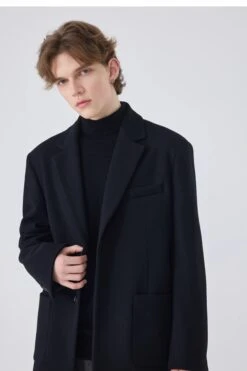 Oversized Single-Breasted Blazer Jacket With Structured Notched Lapel -Modern Wear Shop 4a10c7c635affd58bb46813540b1fd1d