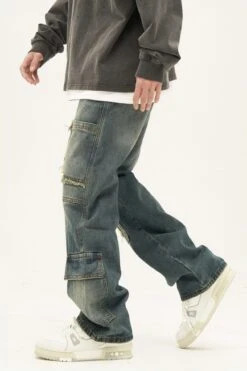 Distressed Patchwork Pocket Jeans -Modern Wear Shop 4a483f56fc6a069b05c6aea7bc4f8a74