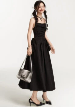 Link Chain Strap Backless Ruched Midi Dress With Pockets -Modern Wear Shop 4aad10ac5602b6248ef799bc236bcf70