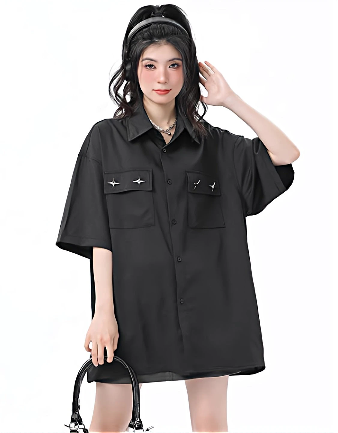 Oversized Button Shirt With Chest Pockets 4 Oversized Button Shirt With Chest Pockets - Image 4