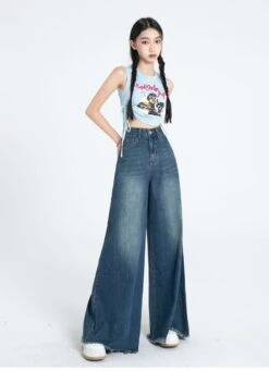 Distressed Hem Extra Wide Leg Jeans -Modern Wear Shop 4b0f5b0a3fec23752cec83a43b235c6f