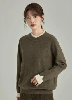 Contrast Cuff Ribbed Hem Sweater -Modern Wear Shop 4b54e1d9aee403657ebf1f91d3a03345