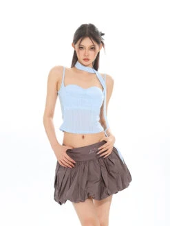 Spaghetti Strap Sweetheart Neckline Crop Top With Scarf -Modern Wear Shop 4b9418f930d1c5f60ebc5824e4709275