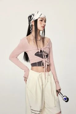 Long Sleeve Crop Top With Lace-Up Detail 24 Long Sleeve Crop Top With Lace-Up Detail -Modern Wear Shop 4bba61efd0ae4e318a13276edec7b007