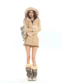 Faux Fur Trim Hooded Zip-Up Knit Jacket -Modern Wear Shop 4bf91d9e444486ee5d1b93c315b2c963