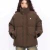 Puffer Jacket With High Collar Buckles Detail