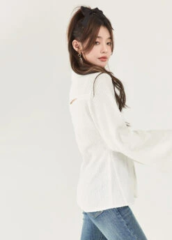 Ribbed Button-Up Collared Knit Shirt -Modern Wear Shop 4c436a103426d0683e392efd23ac8fa7