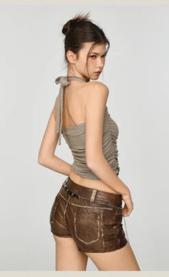 Metallic Ruched Halter Neck Crop Top -Modern Wear Shop 4cb6b33e8d22cd39c738a2c0ea525ff4