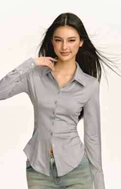 Classic Button-Up Long Sleeve Blouse -Modern Wear Shop 4cfe1ecfaf818b1b59efbf56a6ac8430