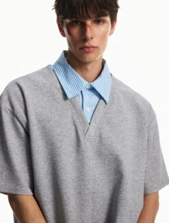 Mock Layered Contrast Collar Short Sleeve Shirt -Modern Wear Shop 4d1dbc34faf453201d659c79300ca8be