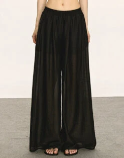 Sheer Lightweight Wide Leg Elastic Waist Pants