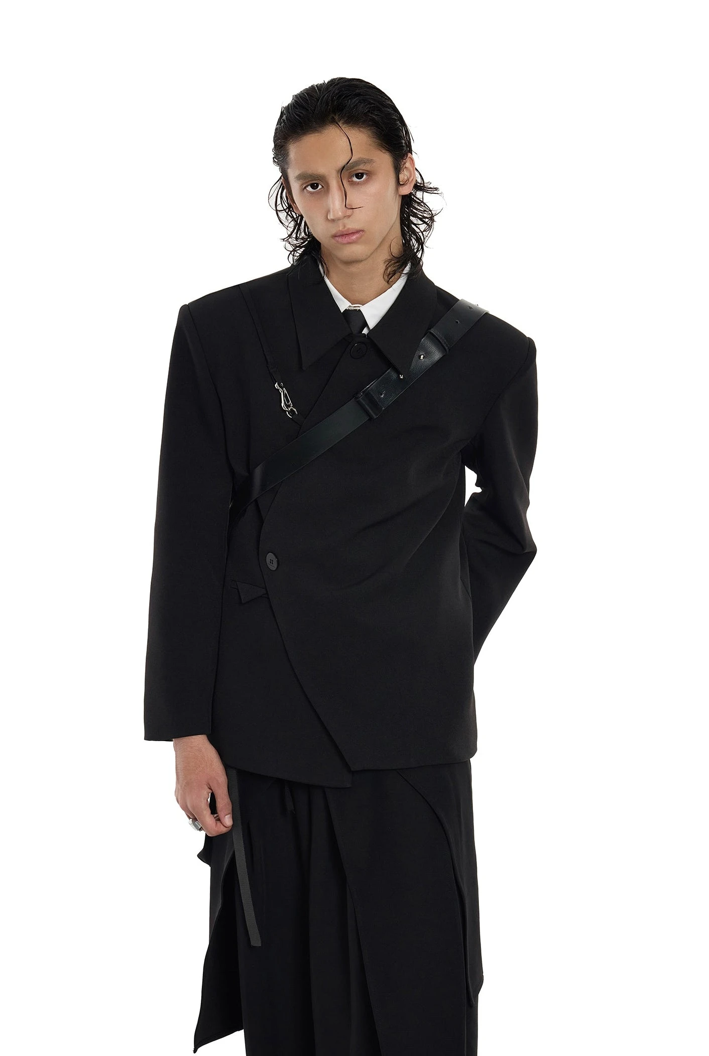 Asymmetric Button-Up And Metal Clasp Structured Blazer Jacket 11 Asymmetric Button-Up And Metal Clasp Structured Blazer Jacket - Image 11