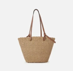 Woven Straw Shoulder Tote With Leather Straps -Modern Wear Shop 4d5aa32c42636c51fe51aa8985a3faea