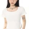 Cropped U-Neck Curve Hem Baby Tee