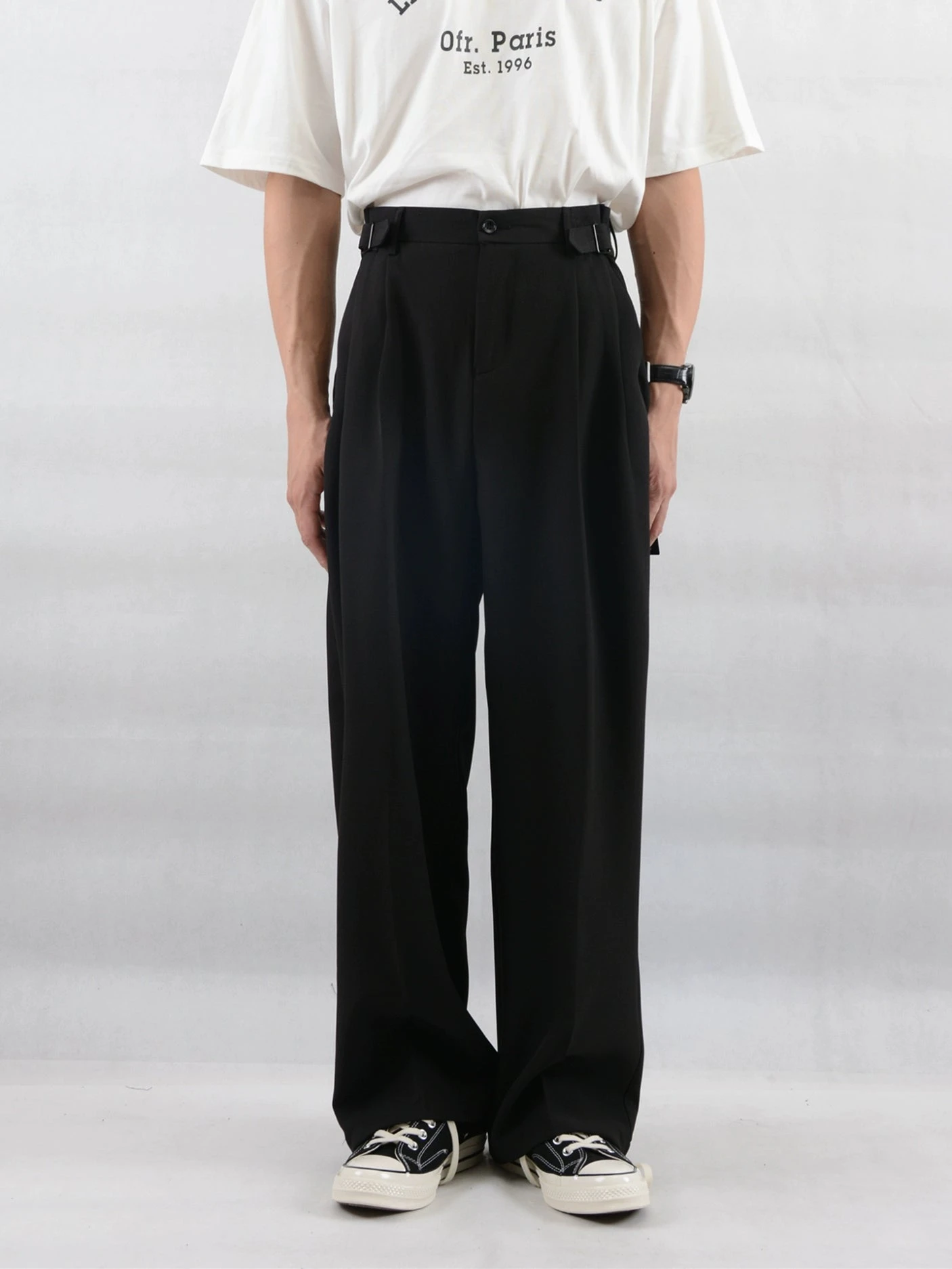 Wide Leg Pleated Trousers With Buckle Detail 8 Wide Leg Pleated Trousers With Buckle Detail - Image 8