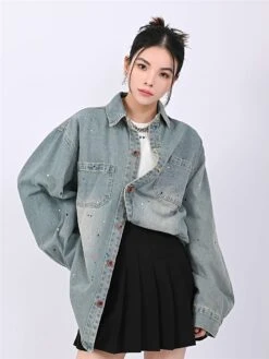 Paint Splatter Oversized Denim Shirt 14 Paint Splatter Oversized Denim Shirt -Modern Wear Shop 4d70d923a37ec9320b0b7480840d4a83