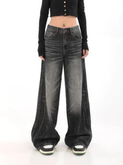 Wide-Leg Denim Vintage Wash Jeans -Modern Wear Shop 4d8843559a3cf7fb81e607071ae1d4d0