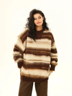 Striped Oversized Drop Shoulder Fuzzy Sweater -Modern Wear Shop 4db05c791b25cc48b696ec58b098f09d