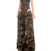Camo Print Wide-Leg Utility Cargo Pants
