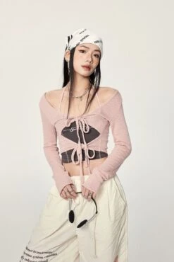 Long Sleeve Crop Top With Lace-Up Detail 27 Long Sleeve Crop Top With Lace-Up Detail -Modern Wear Shop 4e176e797965a3a70ad90d37f4798c33