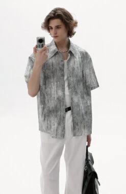 Abstract Ink Texture Short Sleeve Button Shirt -Modern Wear Shop 4ea0202c73642b2c2bbab64e3f2b0cb9