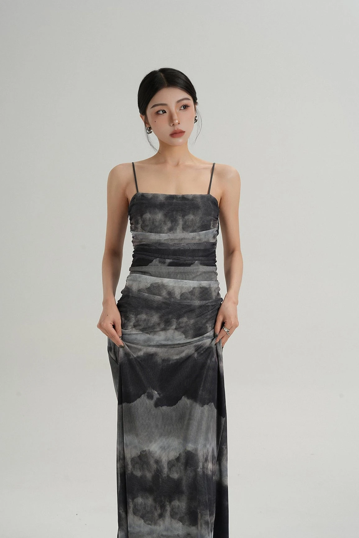 Spaghetti Strap Ruched Tie-Dye Maxi Dress 8 Spaghetti Strap Ruched Tie-Dye Maxi Dress - Image 8